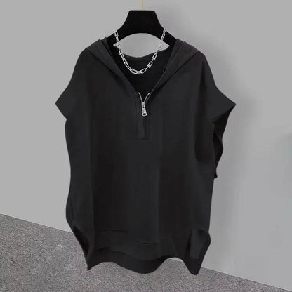 Buy Center Summer Zipper Hooded Sleeveless Tee - Korean Fashion - Buy Center UK
