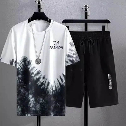Buy Center Quick Dry Ice Silk Gradient Men's 2-Piece Set for Summer - Buy Center UK