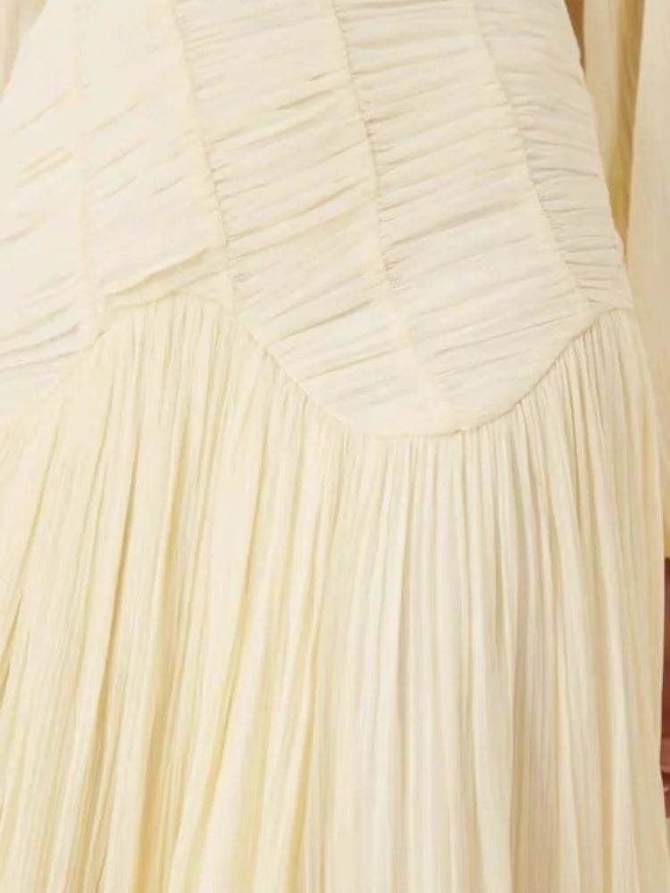 Elegant Lantern Sleeve Beach Dress - Summer O-neck Chic Style - Buy Center UK