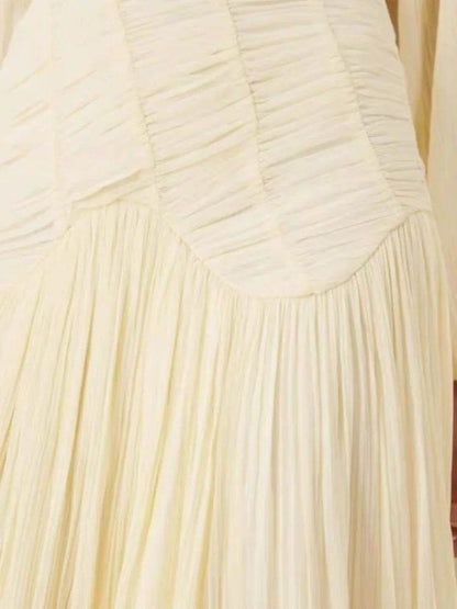 Elegant Lantern Sleeve Beach Dress - Summer O-neck Chic Style - Buy Center UK