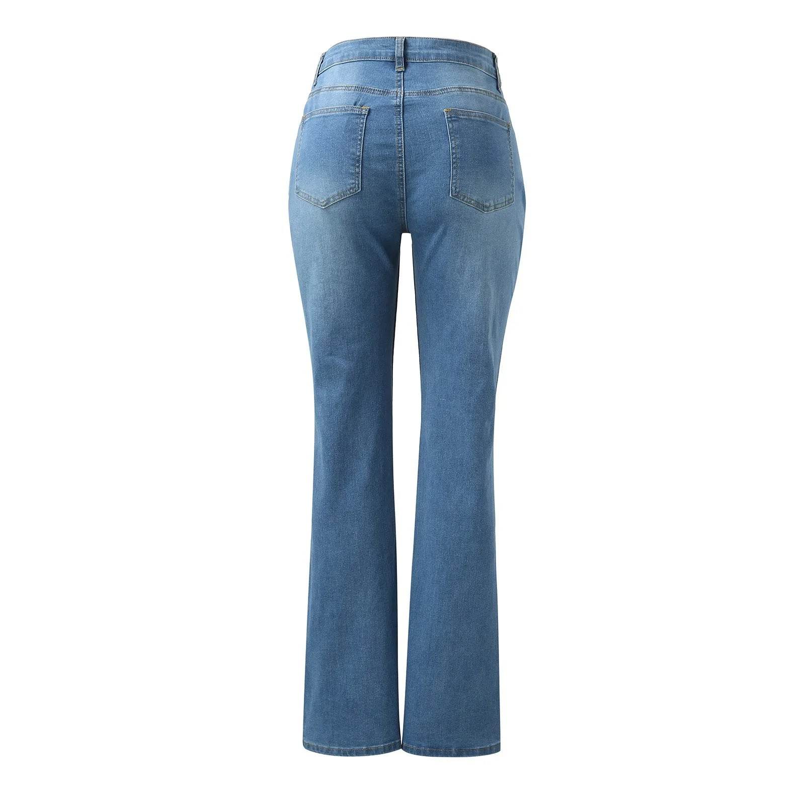 Buy Center Vintage Flare Bottom Jeans - High Waist, Casual Style - Buy Center UK