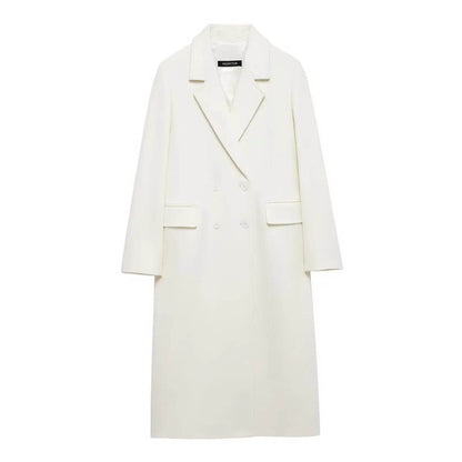 Buy Center Women's Long Double-Breasted Coat - Windproof & Chic - Buy Center UK