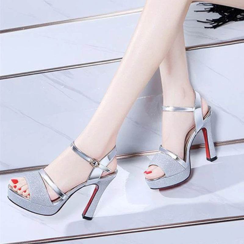 Buy Center Women's Pumps - Peep Toe High Heels, Bling Sandals - Buy Center UK