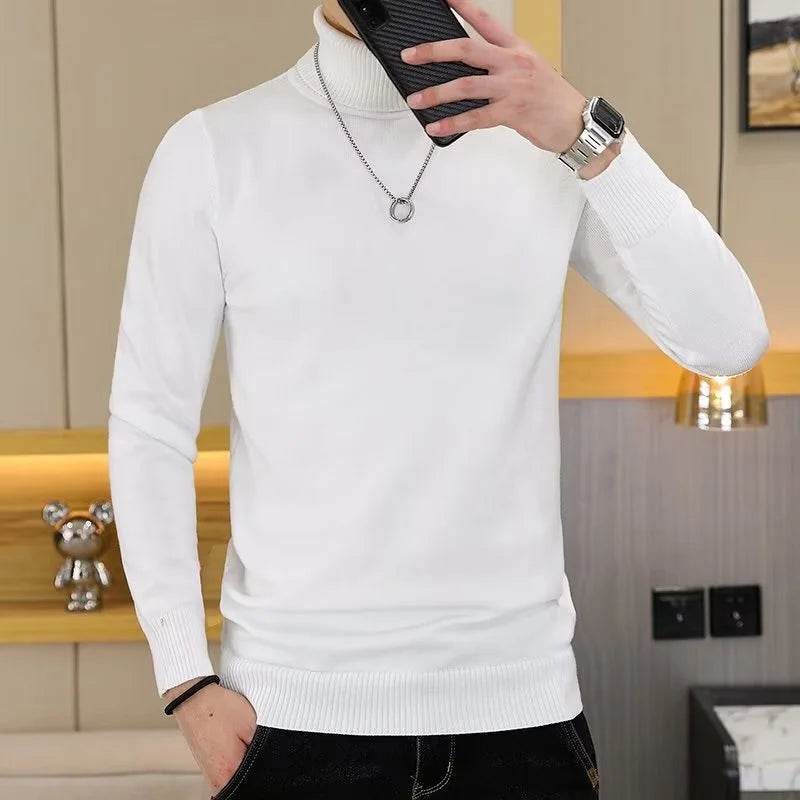 Buy Center Men's Black and White Turtleneck Sweater - Stylish Knit - Buy Center UK