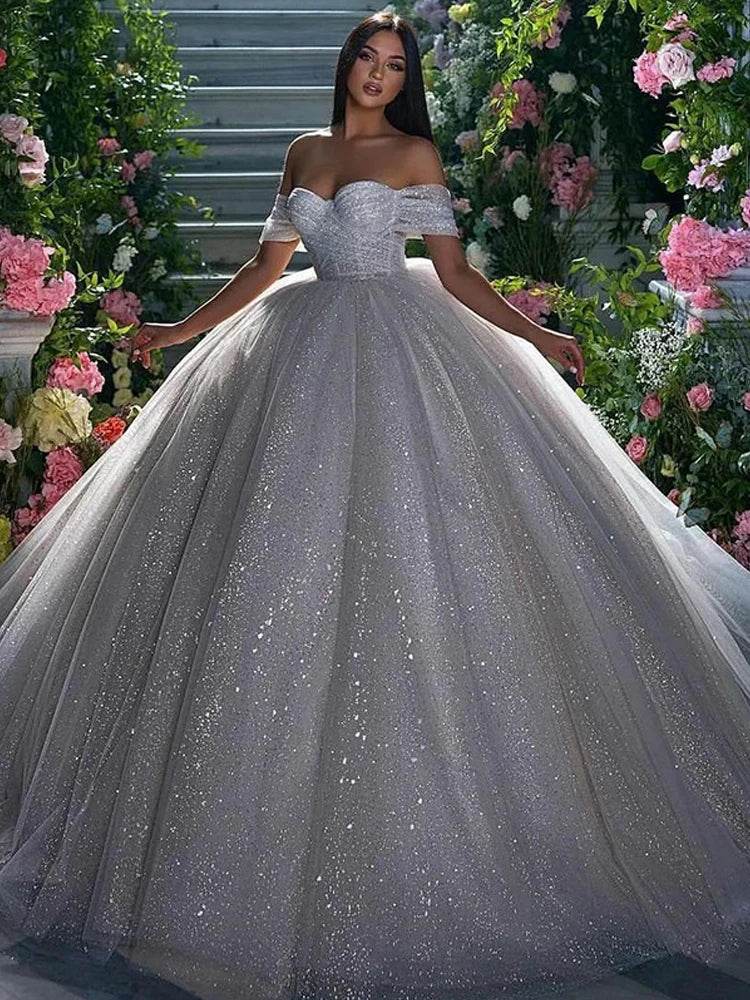 Smileven Princess Wedding Dress - Sweetheart, Off-the-Shoulder Elegance - Buy Center UK