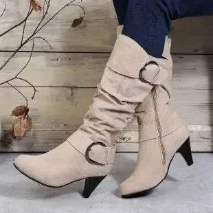 2025 Women’s Knee High Boots - High-Quality Faux Suede, Side Zip - Buy Center UK