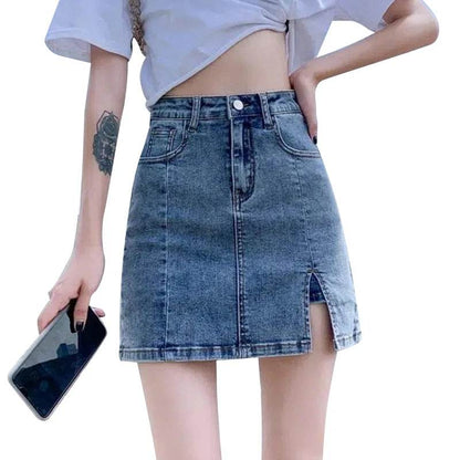 Buy Center Korean High Waist Denim Mini Skirt - Sexy & Chic Design - Buy Center UK