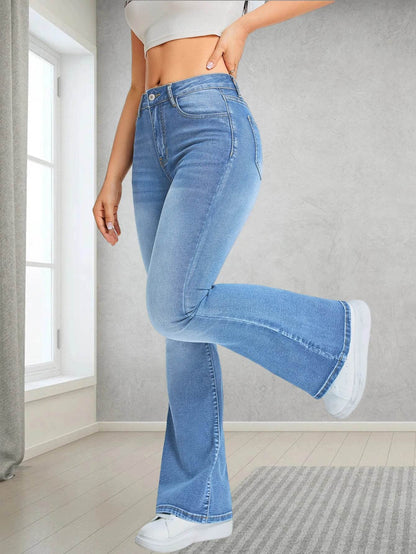 Buy Center Ladies' High Waisted Flared Jeans - Stylish & Comfortable - Buy Center UK