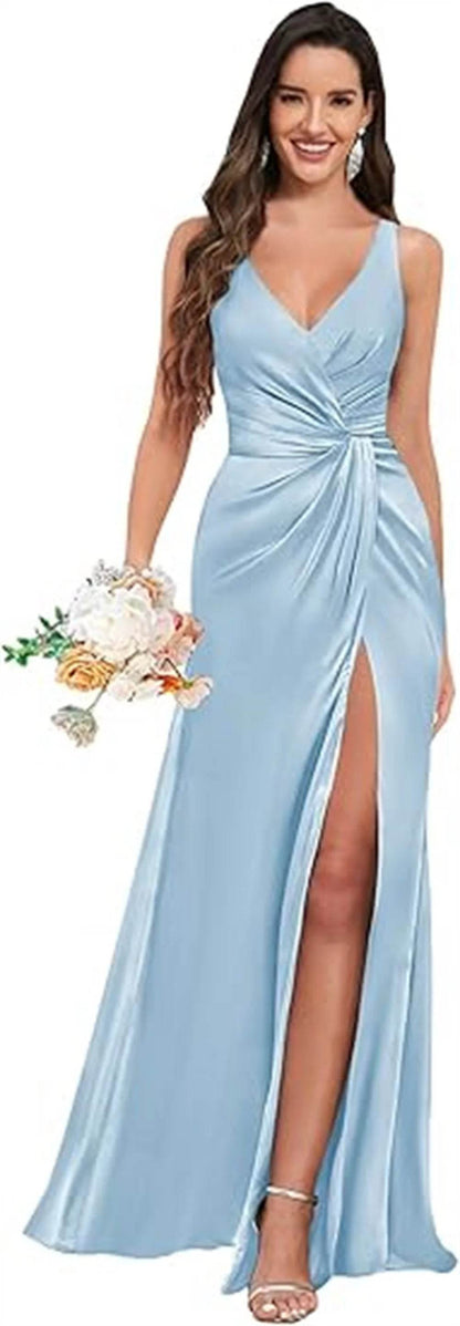 Customized Mermaid Satin Bridesmaid Dresses - Elegant V-Neck Design - Buy Center UK