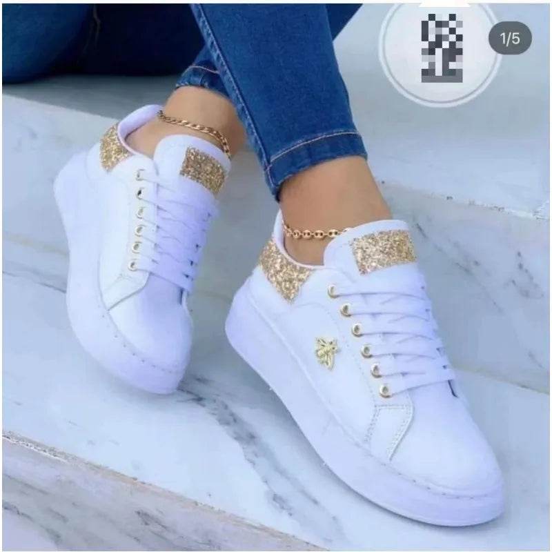 2024 Autumn Waterproof White Sneakers - Women’s Casual Lace-Up - Buy Center UK