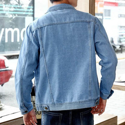 Buy Center Men's Denim Jacket - Casual Turn Down Collar, Spring Style - Buy Center UK