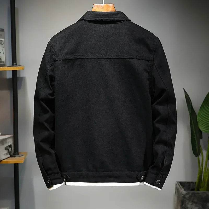 Buy Center Men's Black Jeans Jacket - Trendy Loose Fit, Multi-Pocket - Buy Center UK