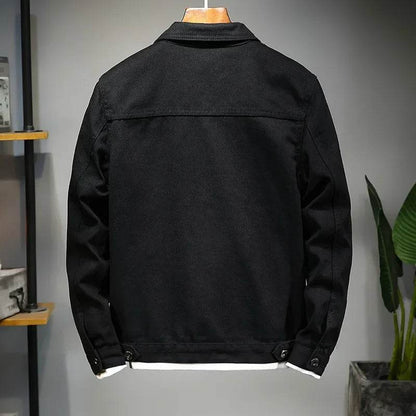 Buy Center Men's Black Jeans Jacket - Trendy Loose Fit, Multi-Pocket - Buy Center UK