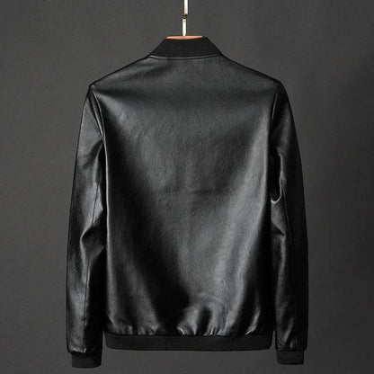 Buy Center Men's Black Biker PU Leather Jacket - Trendy Slim Fit - Buy Center UK