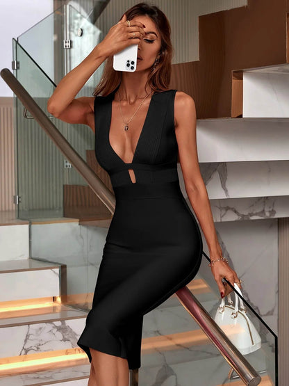 Buy Center Women's Elegant Green Midi Bodycon Backless Dress - Buy Center UK