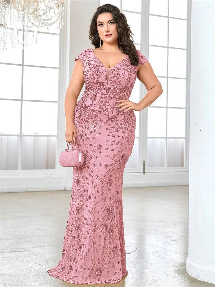 Buy Center Plus Size Blue Evening Dress - Mermaid Sequin Gown 2025 - Buy Center UK