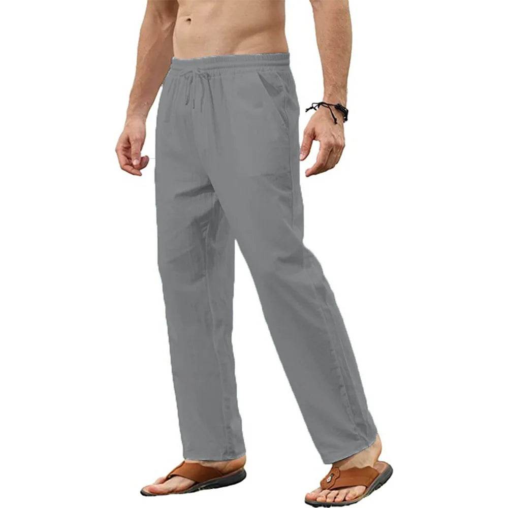 Buy Center Men's Cotton Linen Pants - Breathable Jogger Style Trousers - Buy Center UK