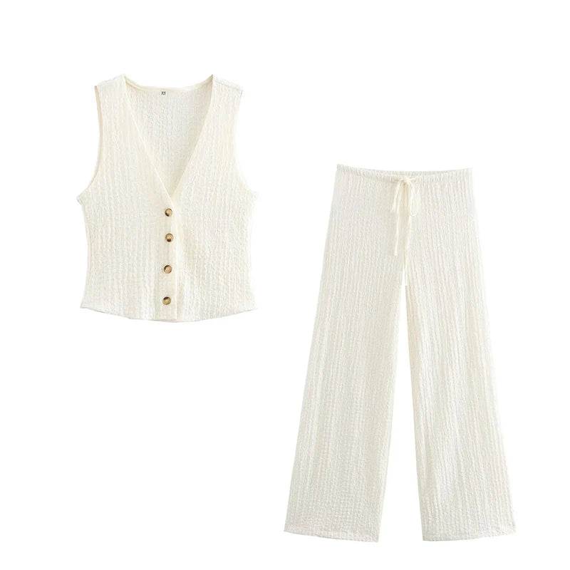 Willshela Women's 2 Piece Set - Chic Tank Top & High Waist Pants - Buy Center UK
