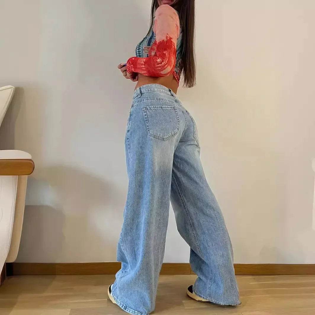 Buy Center High Waist Wide-Leg Jeans - Retro American Style Pants - Buy Center UK