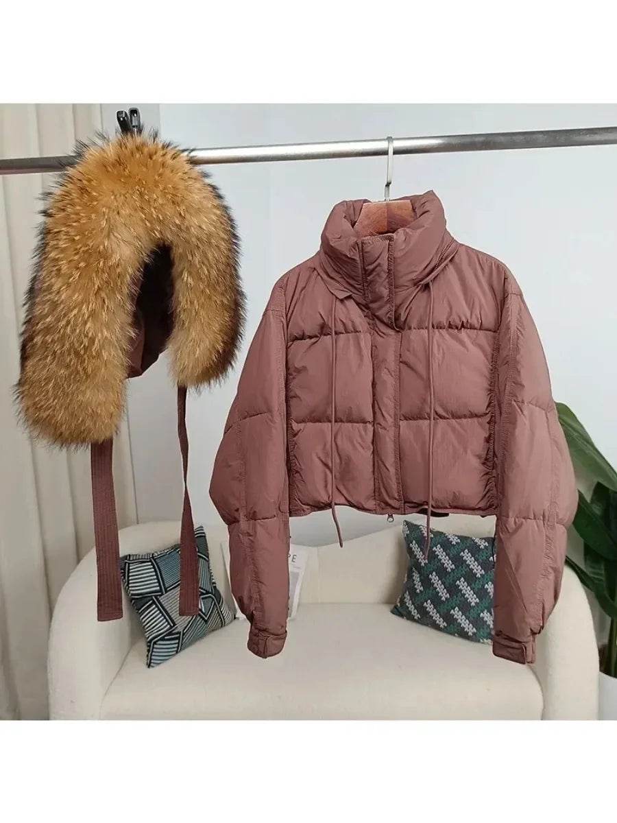 Buy Center Winter Women Jacket - Detachable Fur Collar & Duck Down - Buy Center UK
