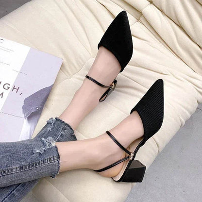 Buy Center Women’s Mules Shoes - Summer Pointed Toe Chunky Heels - Buy Center UK