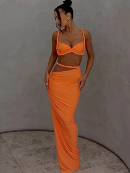 Weird Puss Square Collar 2 Piece Set - Chic Summer Bra & Skirt - Buy Center UK