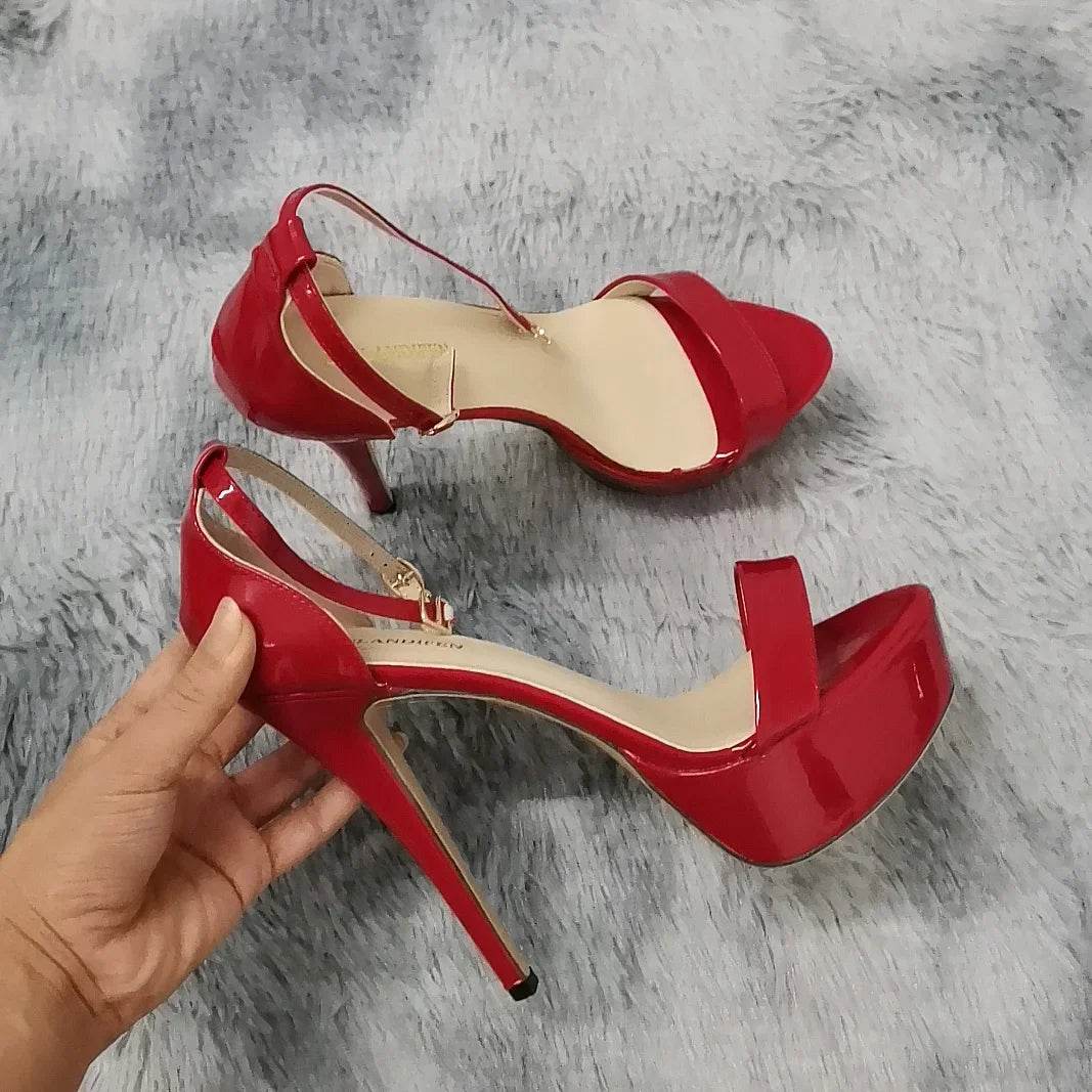 Buy Center Women’s Sexy Open Toe High Heel Sandals - Patent Leather - Buy Center UK