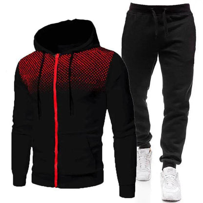 Buy Center Fashion Print Tracksuit for Men - Stylish Zipper Hoodie Set - Buy Center UK