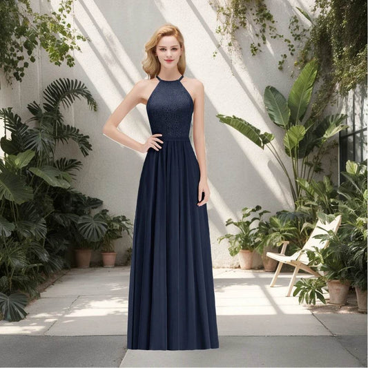 Buy Center Chiffon A-line Bridesmaid Dress - Sexy Halter Neckline - Buy Center UK