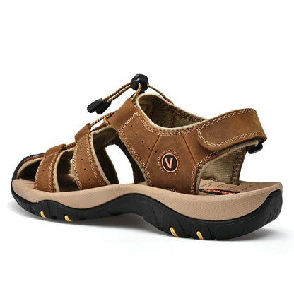 Buy Center Men's Genuine Leather Sandals - Casual Outdoor Shoes - Buy Center UK