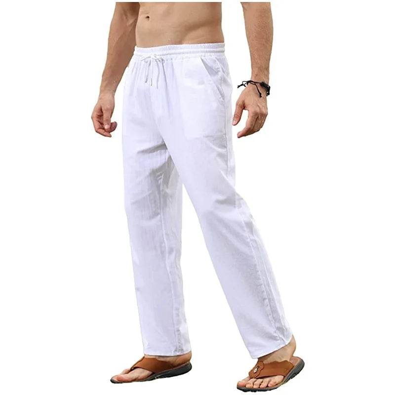 Buy Center Men's Cotton Linen Pants - Breathable Jogger Style Trousers - Buy Center UK
