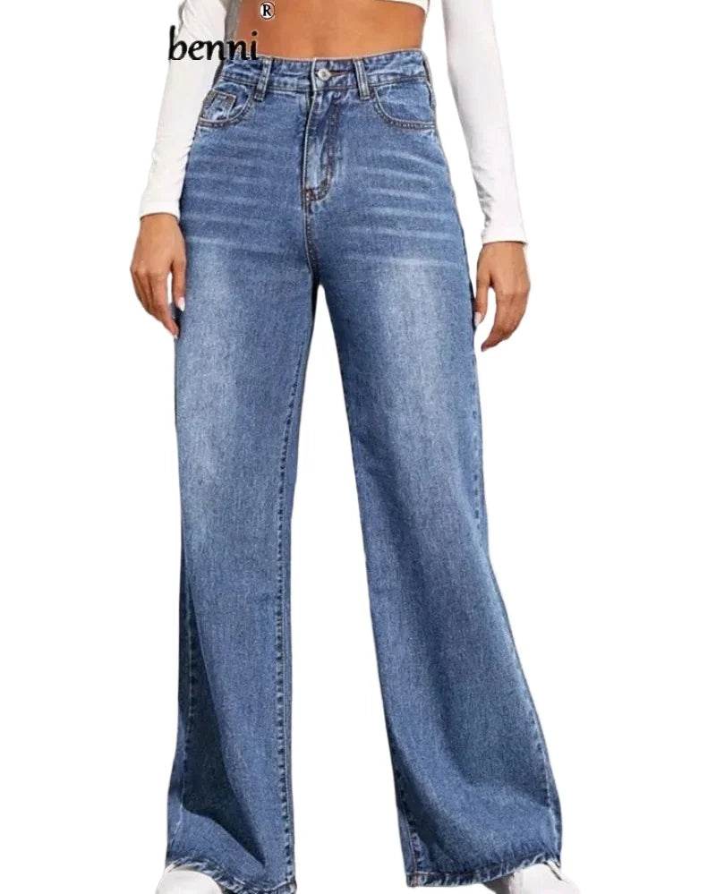 Buy Center High Waist Straight Jeans - Casual Loose Fit for Women - Buy Center UK