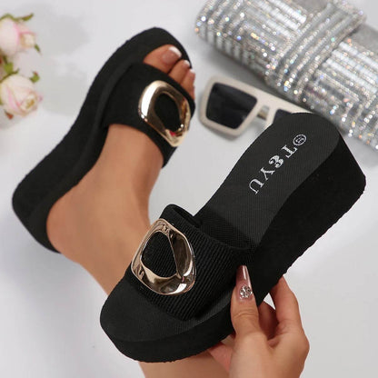 Buy Center Lightweight Wedge Slippers - Summer Thick Bottom Slides - Buy Center UK
