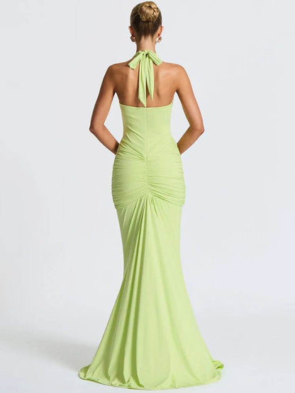 Mozision Sexy Deep V Neck Backless Maxi Dress - Halter Gown for Women - Buy Center UK
