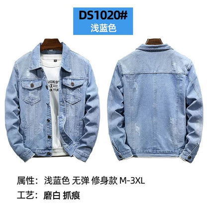 Buy Center Men's Denim Jacket - Casual Turn Down Collar, Full Sleeve - Buy Center UK