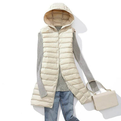 Buy Center Women's Ultra Light Duck Down Vest - Hooded, Sleeveless - Buy Center UK
