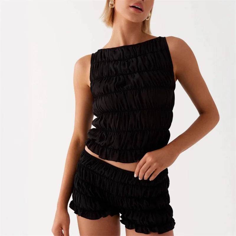Women’s Summer O-neck Tank Top & Shorts Set - Chic Beach Outfit - Buy Center UK