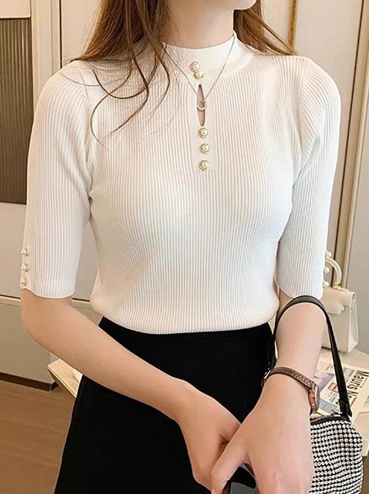 Buy Center 2025 Korean Fashion Slim Solid Sweater for Women - Buy Center UK