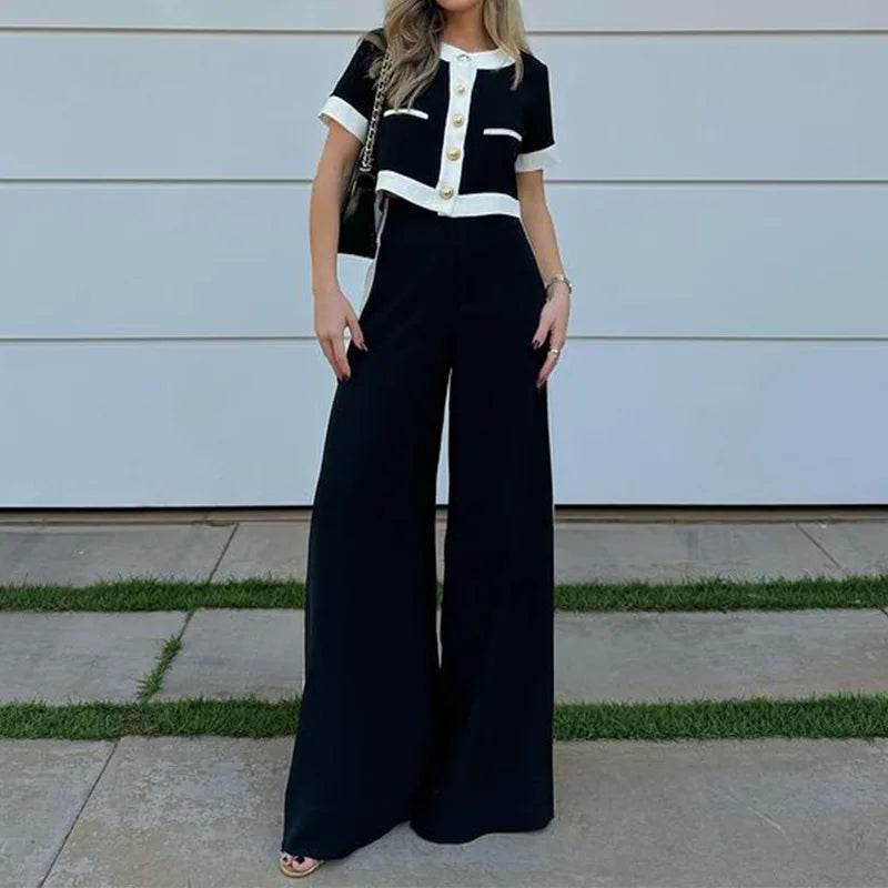 BAMBOOBOY Women's Slim Pants Suit - Stylish O-Neck Top & Trousers - Buy Center UK