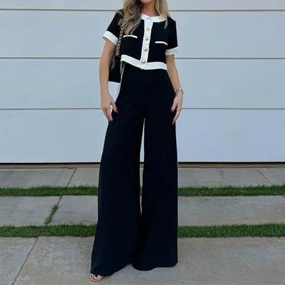 BAMBOOBOY Women's Slim Pants Suit - Stylish O-Neck Top & Trousers - Buy Center UK