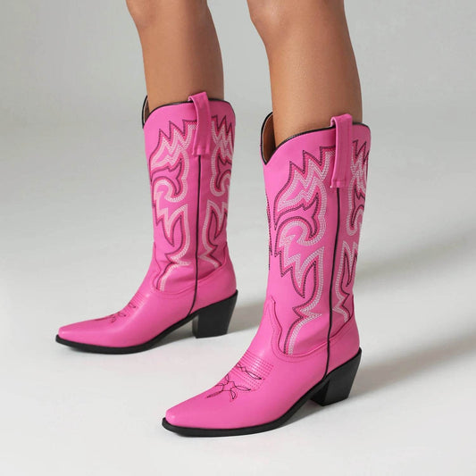 Buy Center Women’s Embroidered Cowgirl Boots - Knee High Fashion Style - Buy Center UK