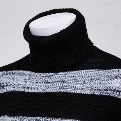 Buy Center High Neck Stripe Sweater - Slim Fit Long Sleeve Pullover - Buy Center UK