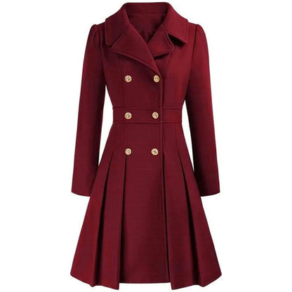 Buy Center Women's Wool Blend Coat - Double-Breasted Elegant Outerwear - Buy Center UK