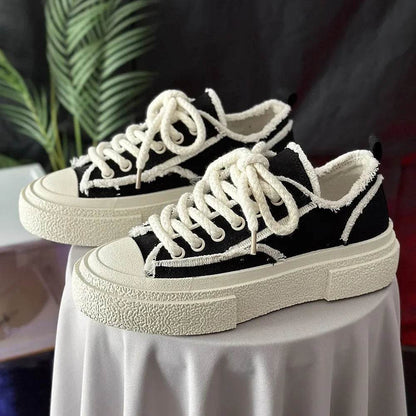2024 Trendy Canvas Skateboarding Shoes - Comfortable Thick Bottom for Couples - Buy Center UK