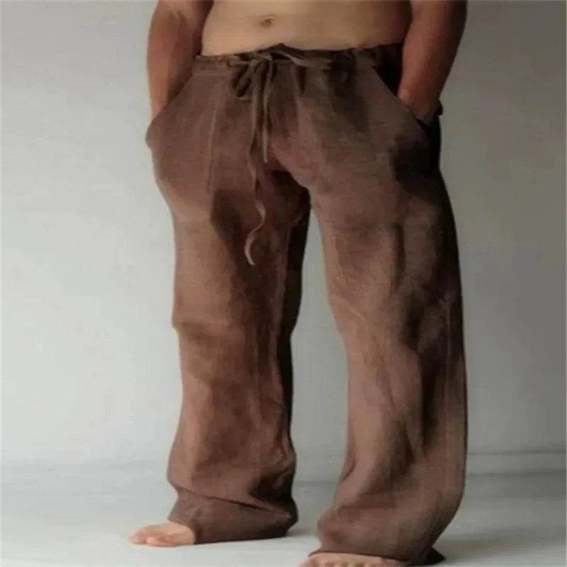 Men's Cotton Linen Casual Pants - Breathable Trousers for Streetwear - Buy Center UK