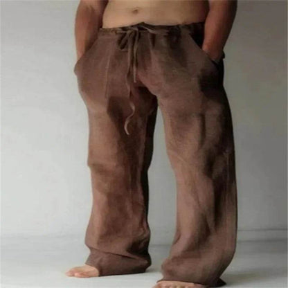 Men's Cotton Linen Casual Pants - Breathable Trousers for Streetwear - Buy Center UK