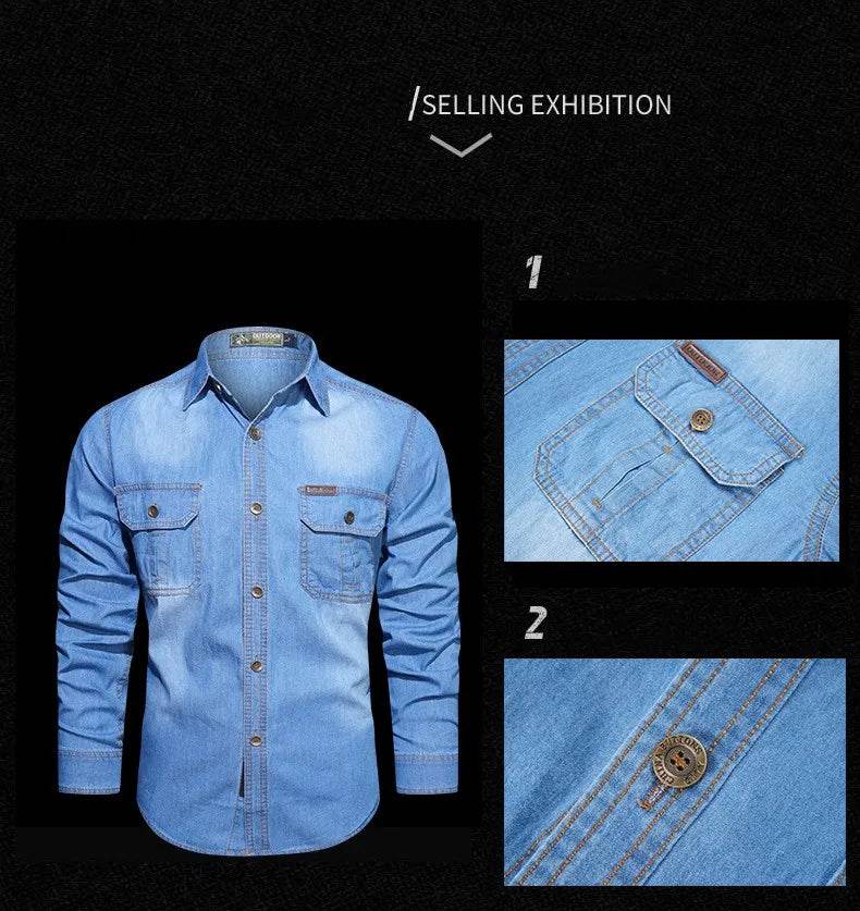 Buy Center Plus Size 5XL Loose Denim Shirt - High Quality, Cotton Comfort - Buy Center UK