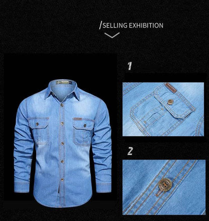Buy Center Plus Size 5XL Loose Denim Shirt - High Quality, Cotton Comfort - Buy Center UK