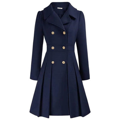 Buy Center Women's Wool Blend Coat - Double-Breasted Elegant Outerwear - Buy Center UK