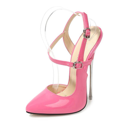 Buy Center 16cm Super High Heels Stilettos - Black Ankle Strap Pumps - Buy Center UK